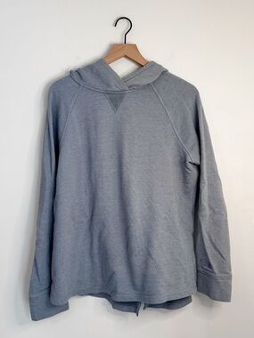 North Face Gray Blue Zip Back Hoodie Sweatshirt Size XL